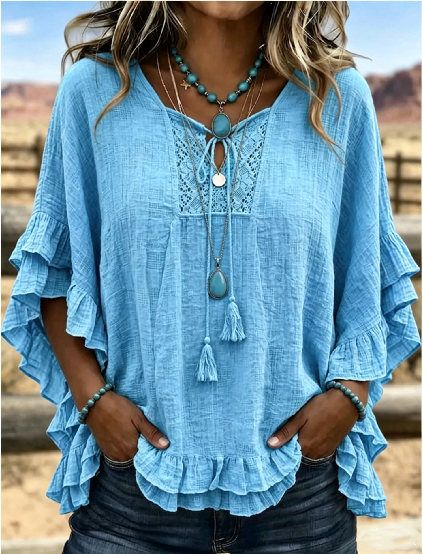Seasonal European And American Cross-border V-neck Top NorixaFashion.com