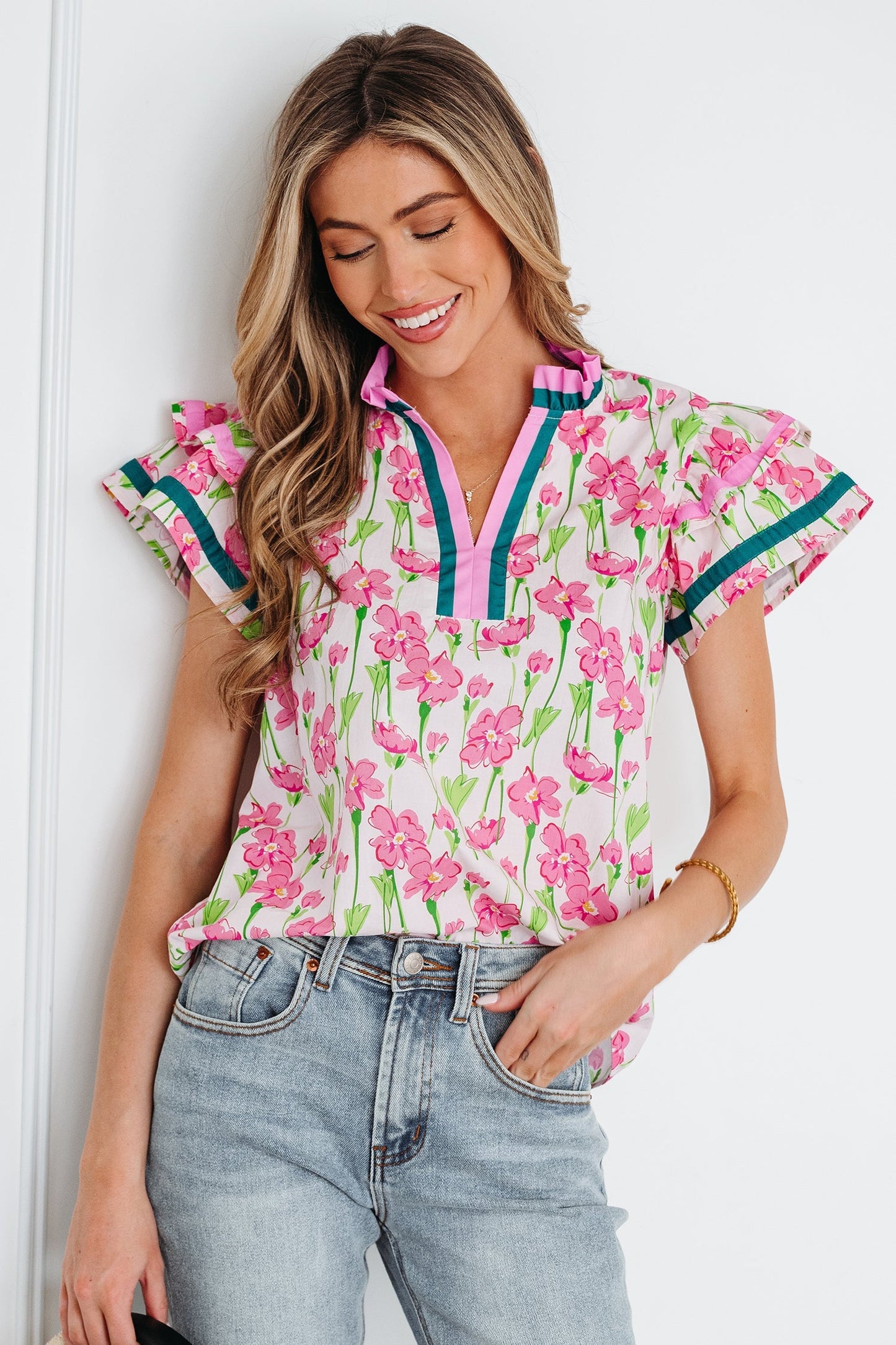 Elyse Ruffled Short Sleeve Blouse LuxuryLifeWay Online Store
