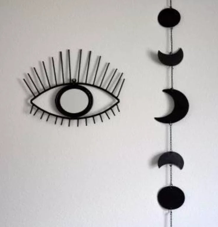Wall Decor Eye-shaped Hanging Mirror Eyelash Embellishment PearlNestDecor.com