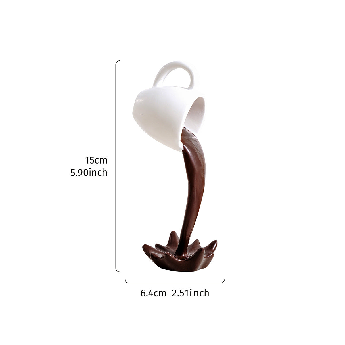 Floating Coffee Cup Mug Sculpture Kitchen Decor Pouring Spilling Decoration PearlNestDecor.com