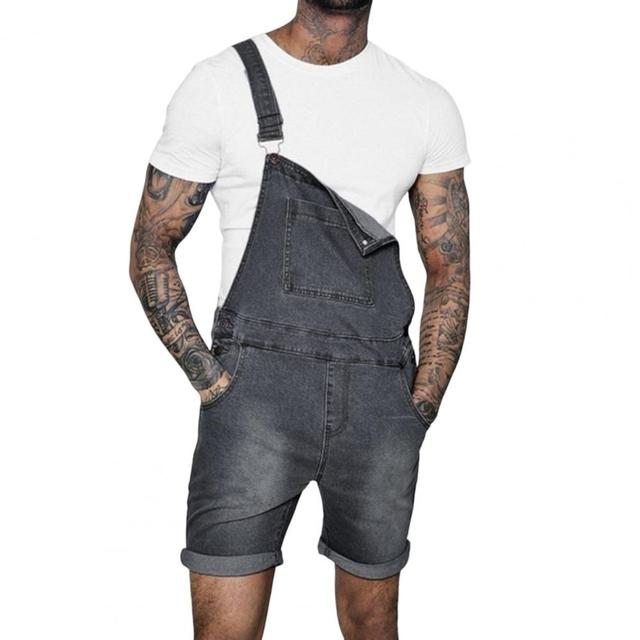Pink Denim Overall Shorts for Men - Plus Size Summer Wear Pi-Mart
