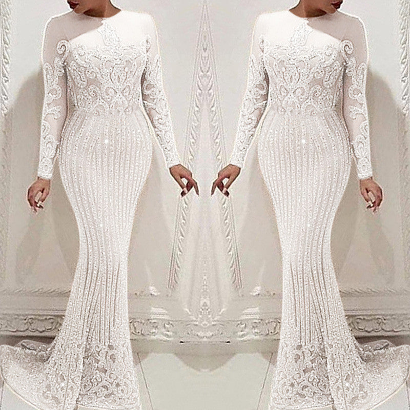 Sexy Gold Long Sleeve Dress Women NorixaFashion.com