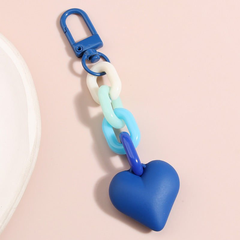 Black Blue Chain Love Heart Xiaohongshu Car Key Ring Hanging Ornaments LadyShow.Store