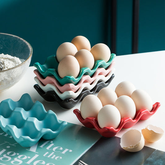 Home Kitchen Creative Ceramic Egg Grid Egg Rack