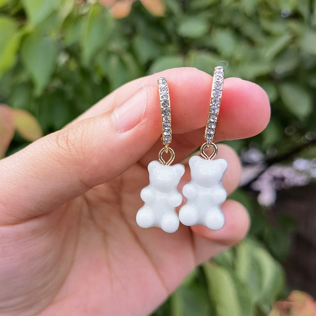 Cute Acrylic Gummy Bear Dangle Earrings Pi-Mart