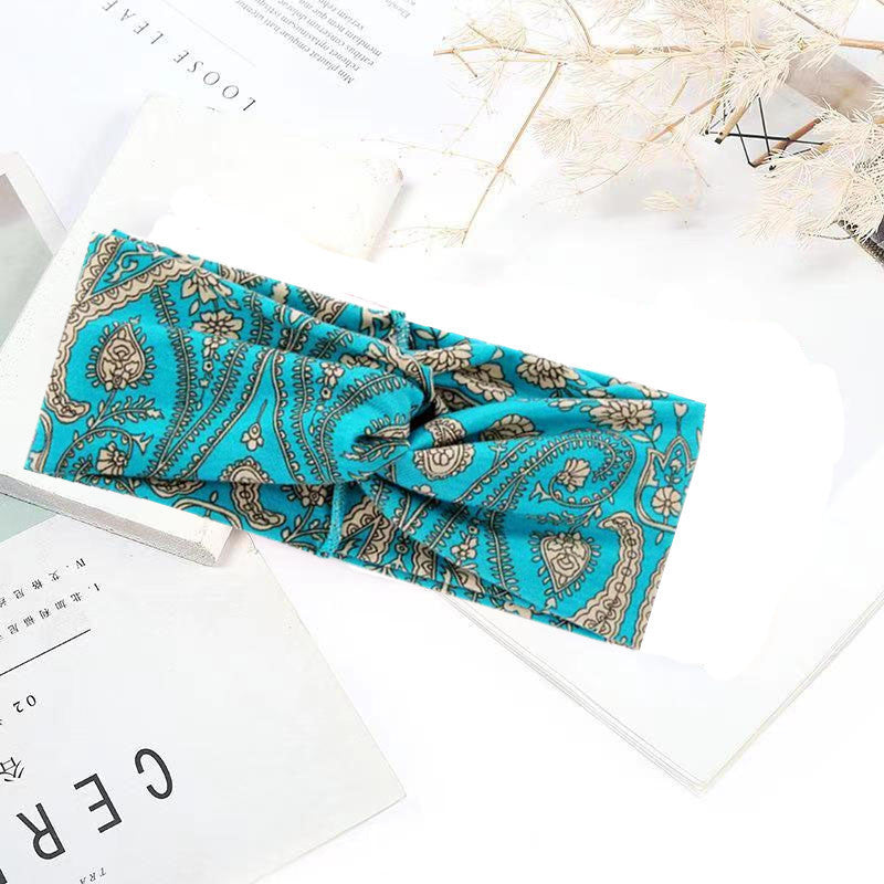 Sweat-absorbent And Anti-perspirant Bundled Headband With Wide-brimmed Print Headband LadyShow.Store