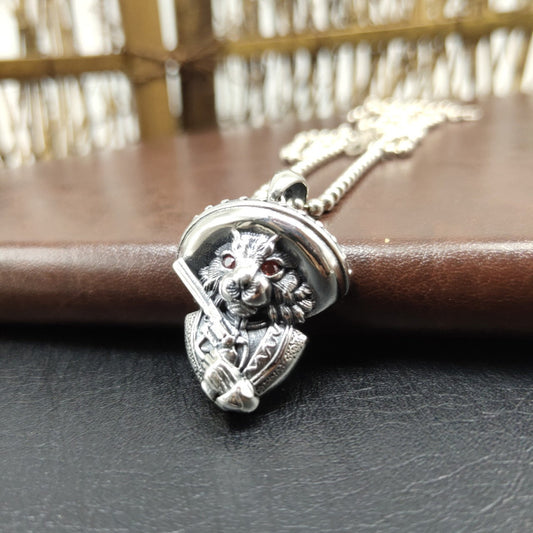 S925 Sterling Silver Vintage Cat Pendant LadyShow.Store
