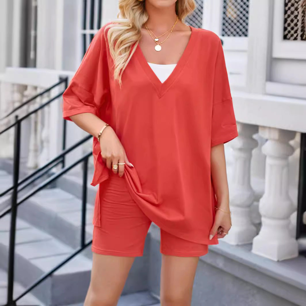 Women's Fashion Casual Short-sleeved Shorts Two-piece Suit NorixaFashion.com