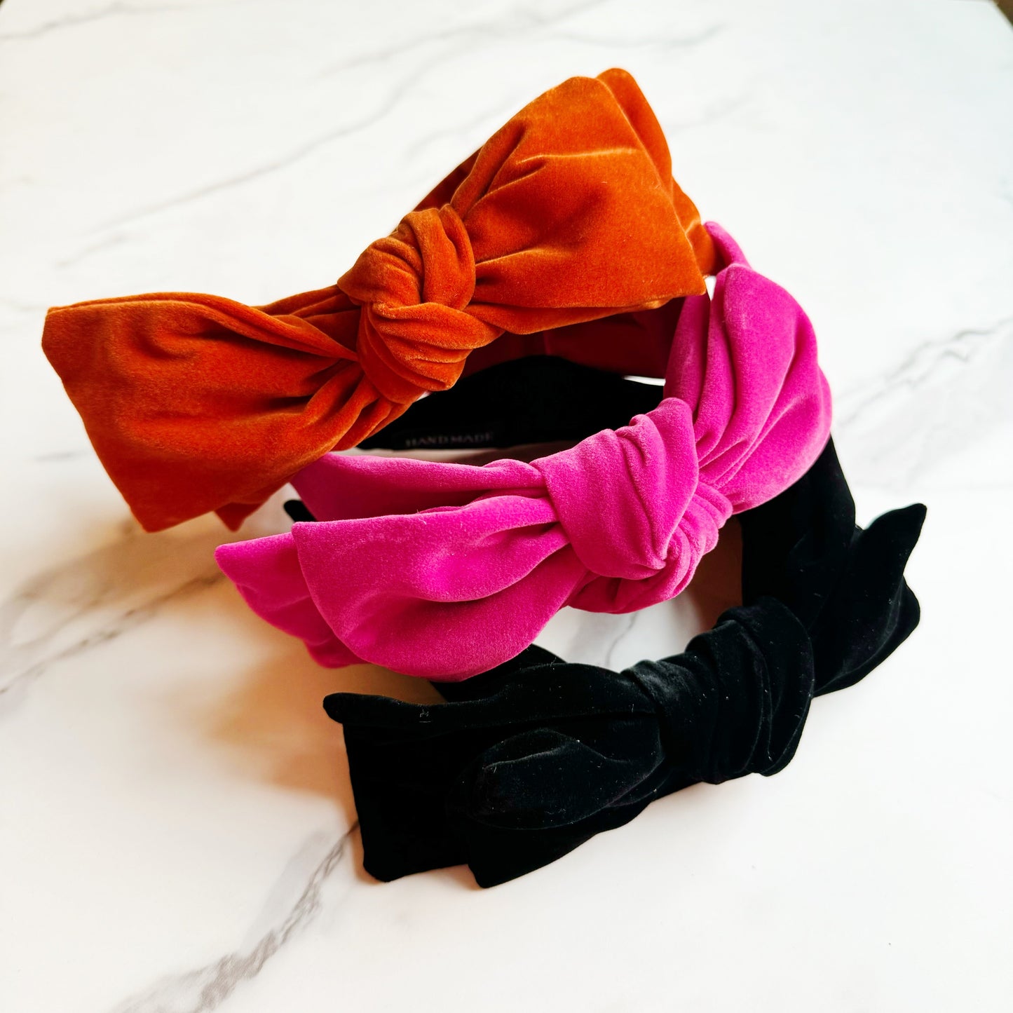 Structured Velvet Bow Headband LadyShow.Store