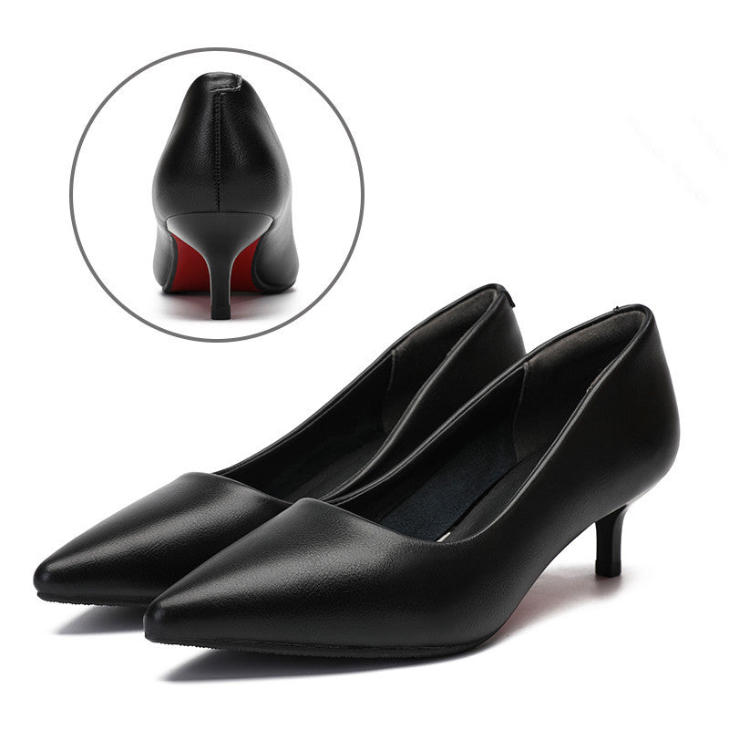 Leather Work Shoes Women Black LadyShow.Store