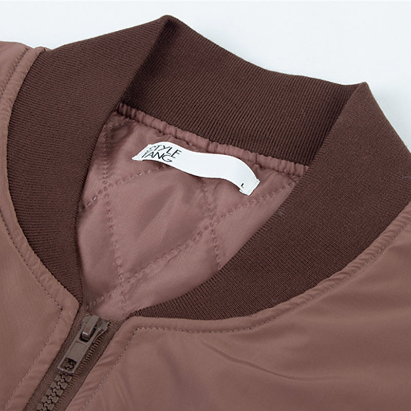 American Retro Coffee Color Short Baseball Cotton Coat Women Best YouTube Store
