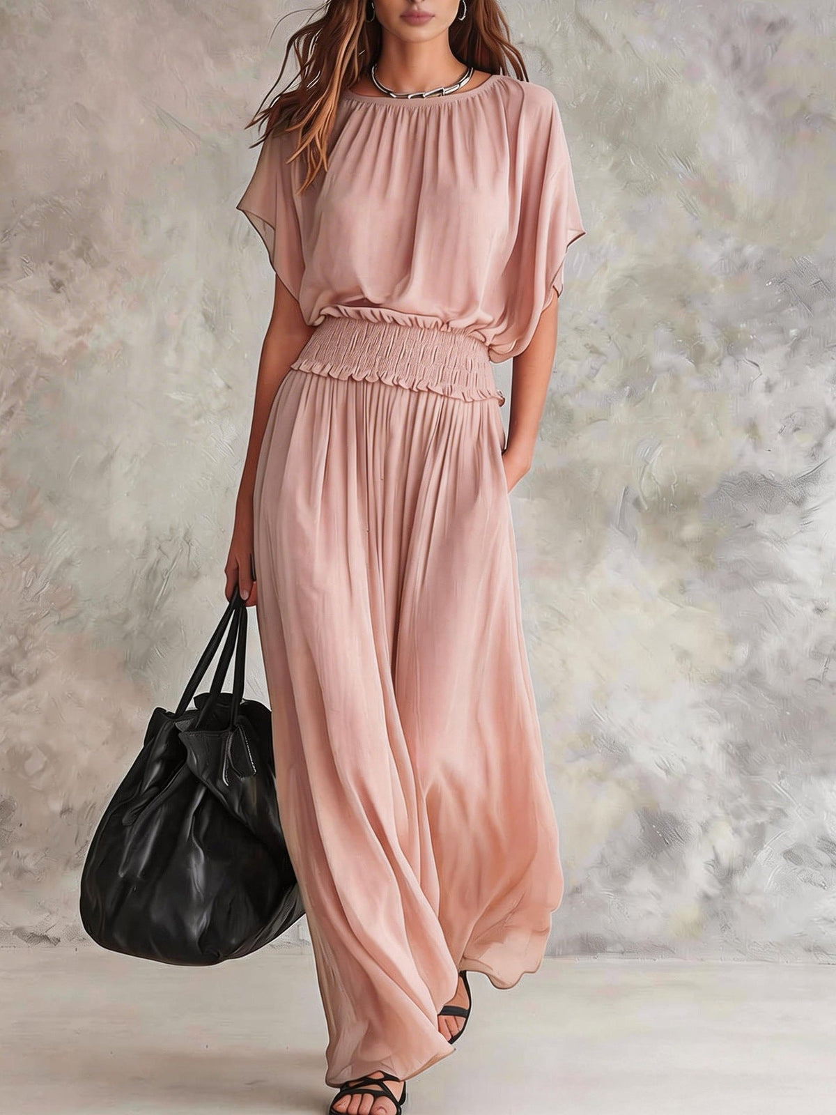 2026 Summer European Style Slim Waist Elegant And Precise Long Dress Set NorixaFashion.com