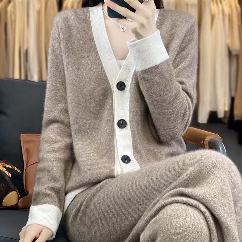 Casual Knitted Wool Two-piece Women's Clothing Loose Best YouTube Store