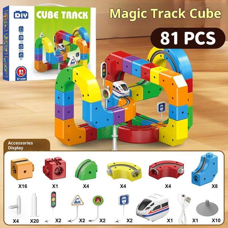 Small Train Track Cube Electric Assembled Building Block Toys LuxuryLifeWay Online Store