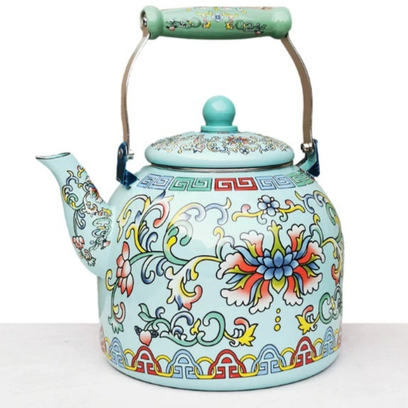 Enamel Large Water Kettle Milk Tea Pot PearlNestDecor.com