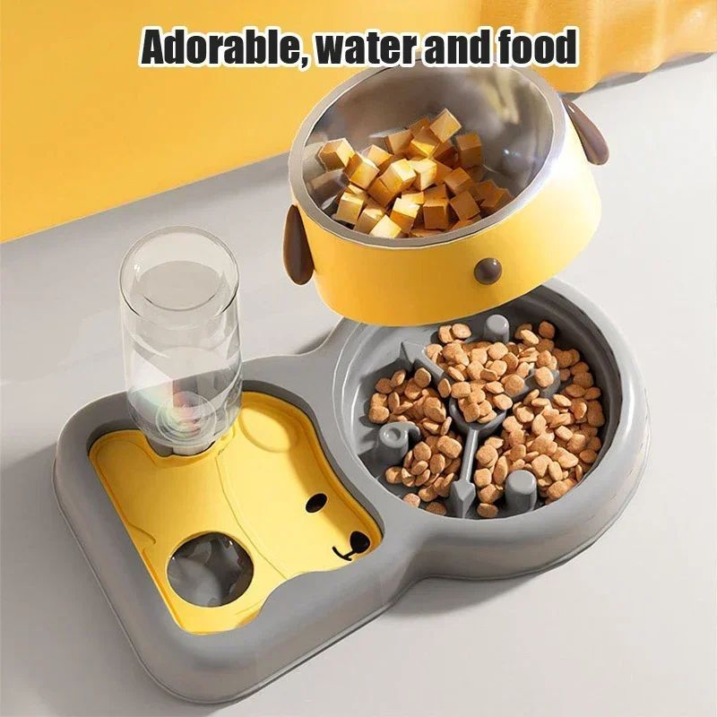 Pet Feeder Bowls Pet Feeder Water Bottle Set Pet Feeding Bowls And Drinkers 15-Degree Tilt Design Protect Cats Dogd Neck Pets Fashion