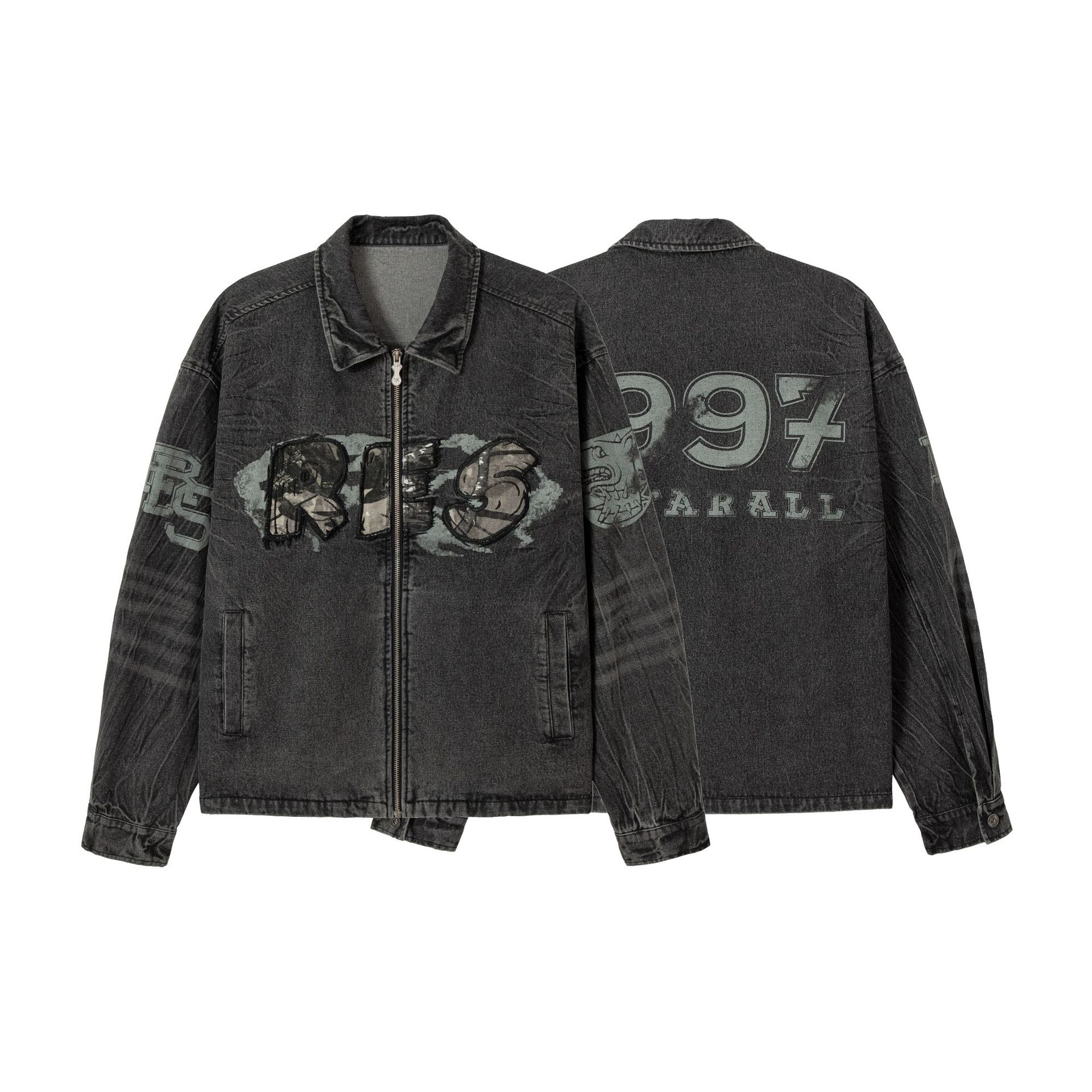 Embroidered Denim Motorcycle Jacket LadyShow.Store