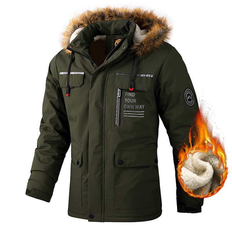 Men's Casual Hooded Jacket Parka Autumn And Winter Warm Solid Color Windproof Coat Outdoor Clothes With Multiple Pockets LadyShow.Store