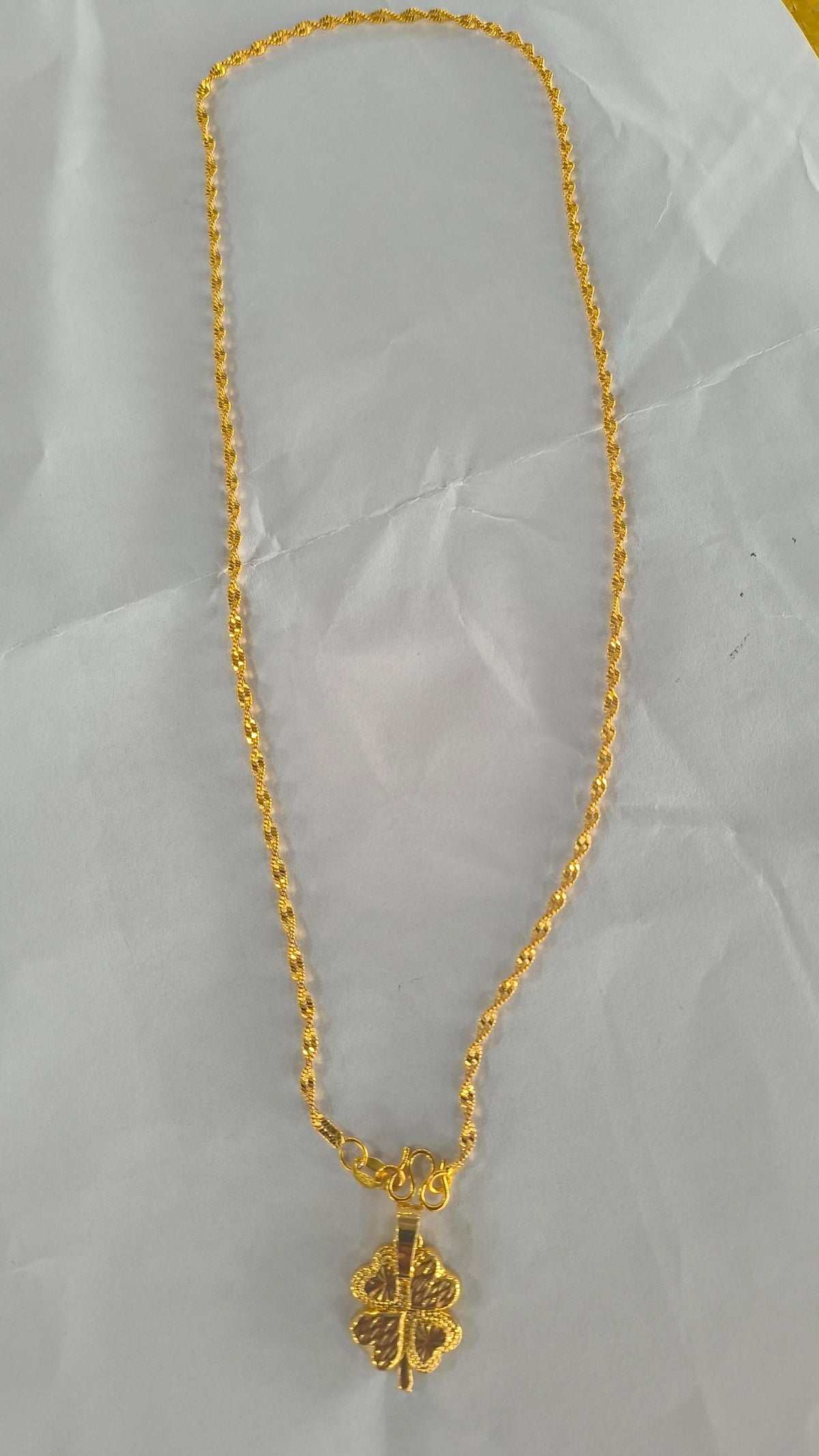 Gold-plated Brass Pendant Necklace For Women, Water Wave Textured Collarbone Chain LadyShow.Store