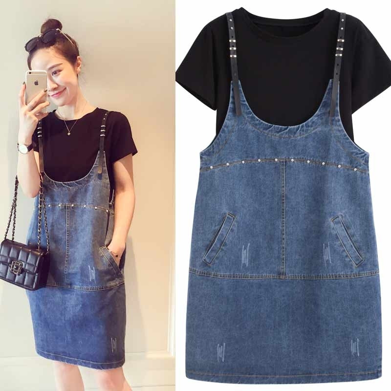Chic Plus Size Denim Dress Set for Spring/Summer Pi-Mart