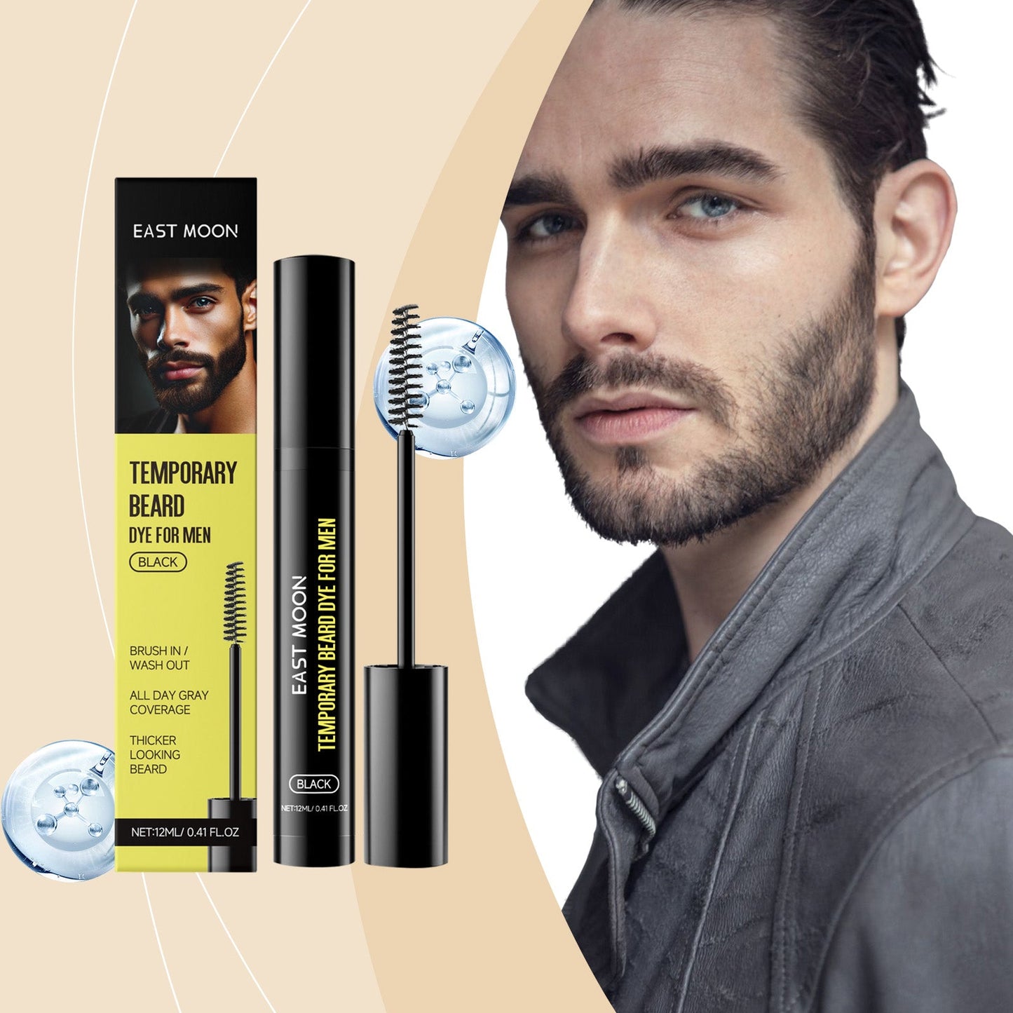 Men's Beard And Eyebrow Dye Black Tri Light Beauty