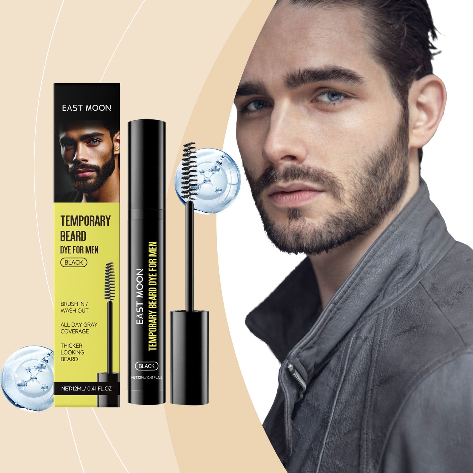 Men's Beard And Eyebrow Dye Black Tri Light Beauty