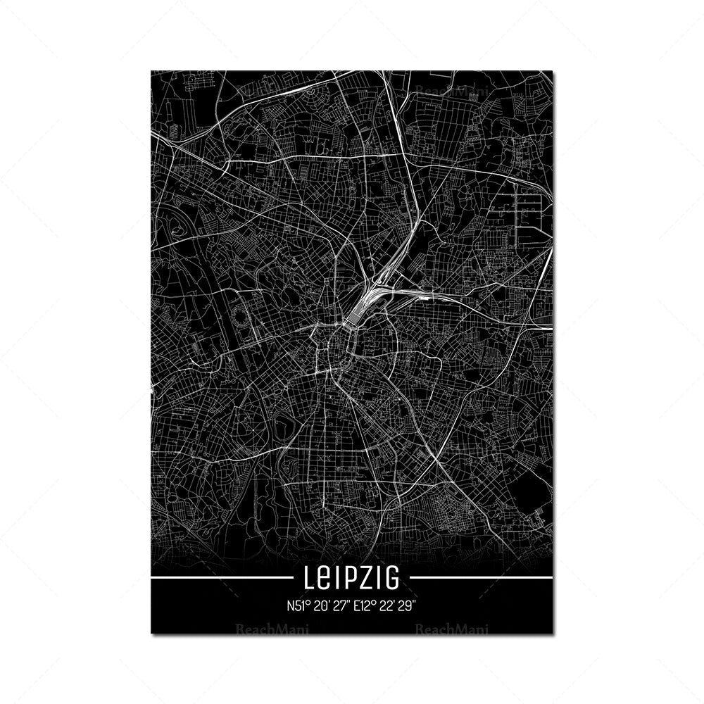 Map Black Line Poster Canvas Painting Home Decor Wall Art PearlNestDecor.com