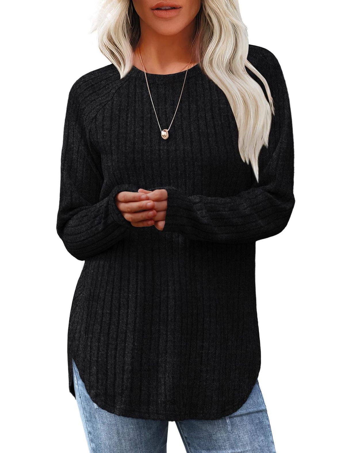 2026 European And American Women's Autumn New Loose Round Neck Base Shirt Long Sleeved Shirt NorixaFashion.com