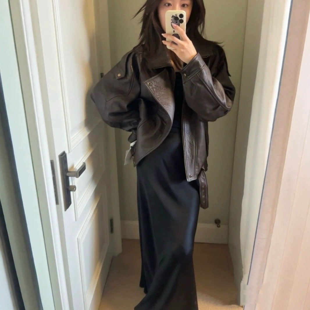 Vintage Industrial Leather Jacket With A High-end Feel LadyShow.Store