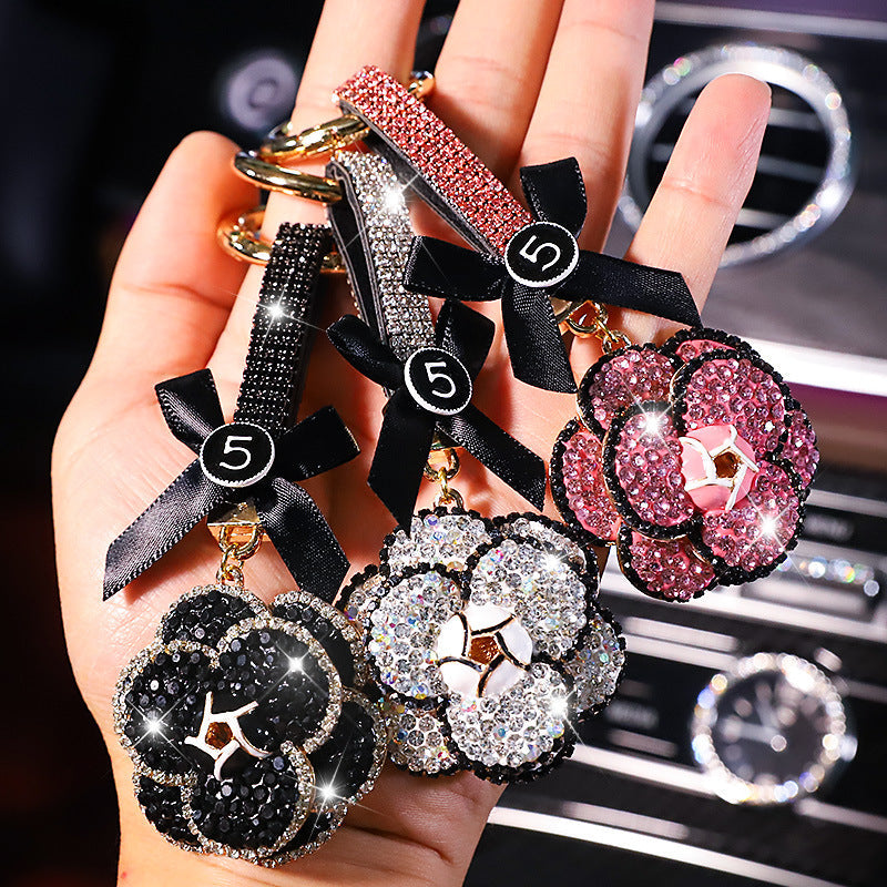 Camellia Diamond Pendant For Car Key Chain LadyShow.Store