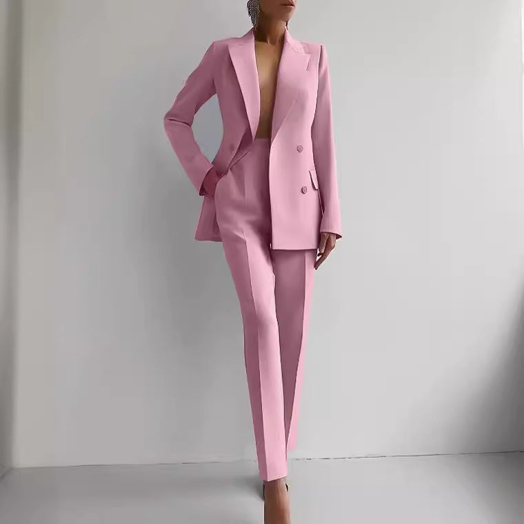 Casual Suits Fashion Long Sleeve Single-breasted Jacket Top And Slim Fit Trousers Women's Business Suits NorixaFashion.com
