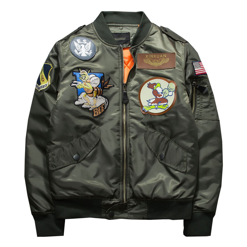 Embroidered Pilot Jacket with Badges - Hip Hop Couples’ Wear Pi-Mart