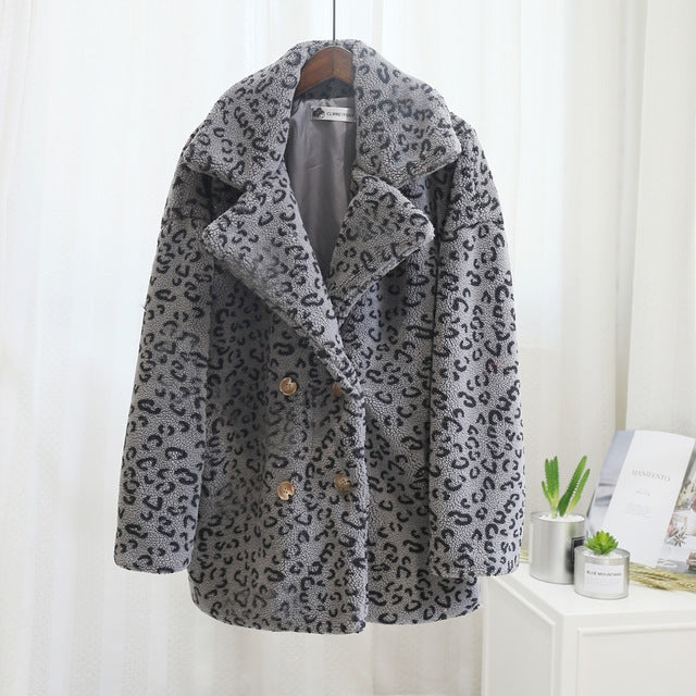 Women's Fur Coat Winter Loose Short Windbreaker Jacket Pi-Mart