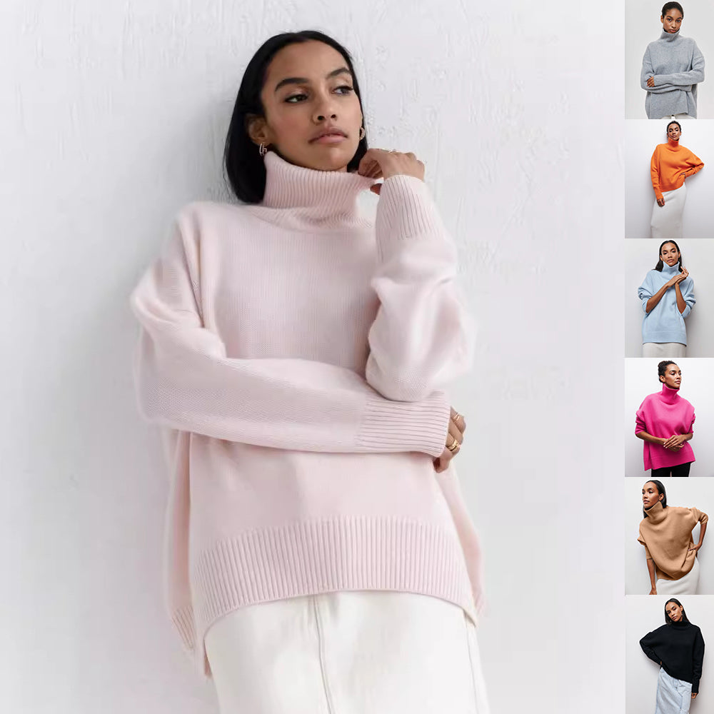 Winter Turtleneck Sweater Ins Solid Color Long Sleeve Pullover Top Women's Clothing LadyShow.Store