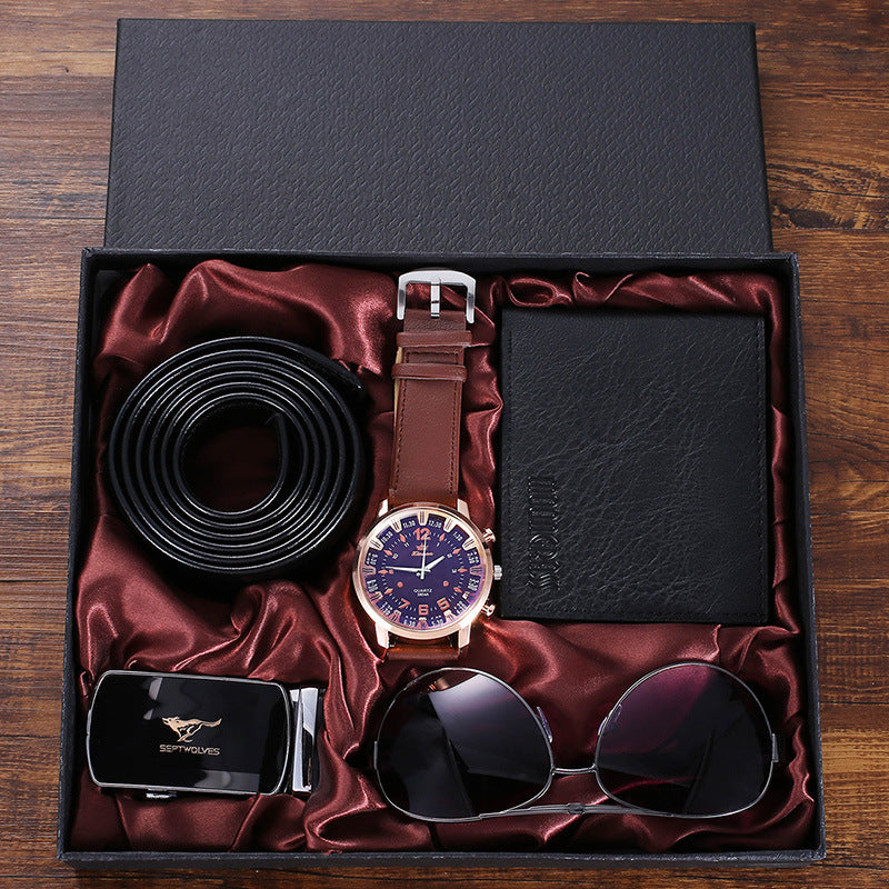 Fashion Creative Personality Watch Glasses Belt Wallet Set Gift Box LuxuryLifeWay Online Store