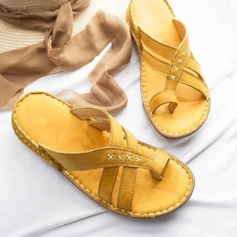 Retro Women's Wedge Heel European And American Casual Plus Size Shoes Solid Color Sandals LadyShow.Store