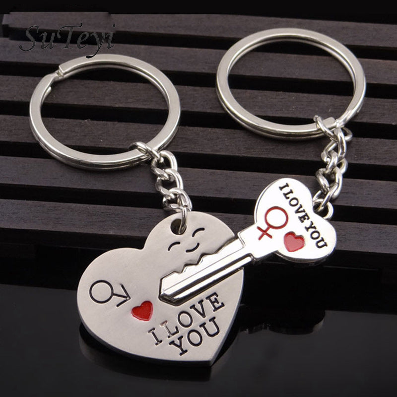 Magnetic I Love You Heart Lock Key Pendant Couple Keychains LadyShow.Store