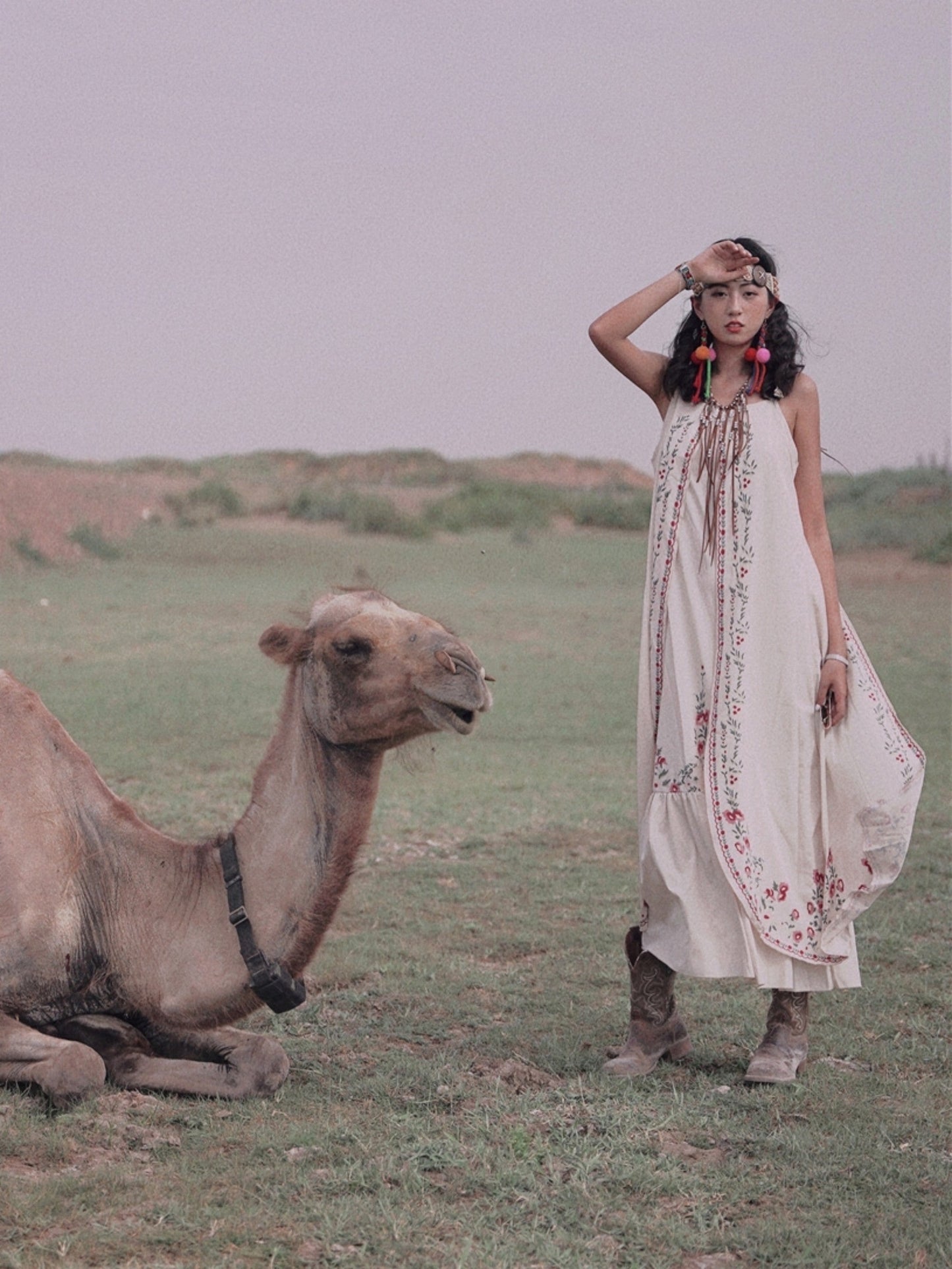 Bohemian Beige Dress For Women NorixaFashion.com