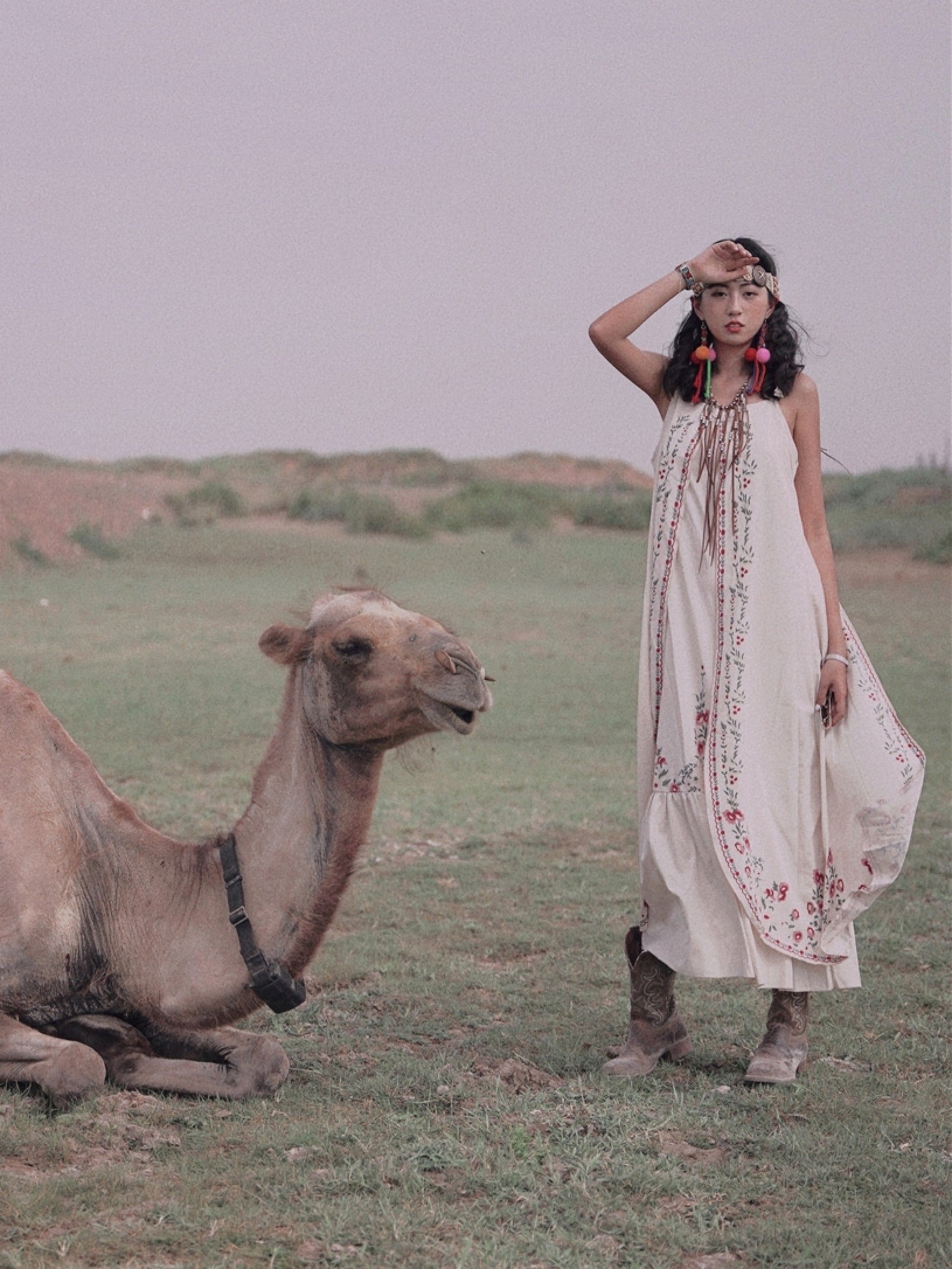 Bohemian Beige Dress For Women NorixaFashion.com