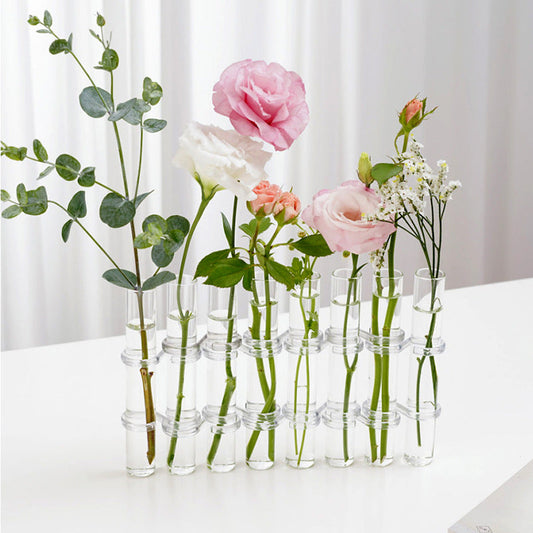Test Tube Clear Glass Vase For Plant Bottle Flower Pot Hydroponic Container Decor Wedding Party Floral Hinged Flower Vases Home Decor PearlNestDecor.com
