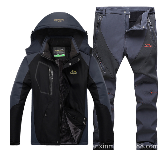 Men's Winter Waterproof Fleece Lined Outdoor Jacket Set Pi-Mart