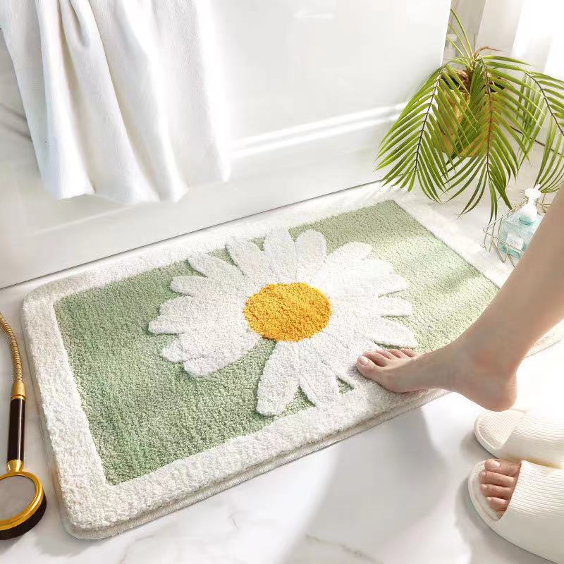 Home Bathroom Small Flower Anti-skid Foot Pad Absorbent Floor Mat