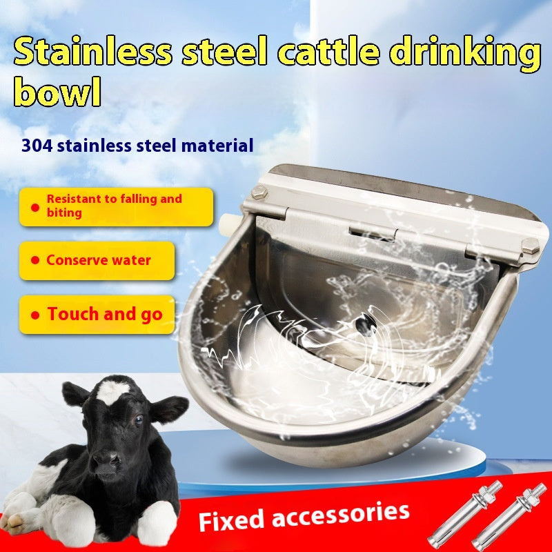 Stainless Steel Drinking Bowl With Cow Sink Pets Fashion
