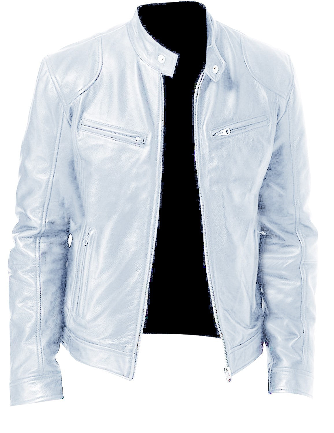 Gentleman's Warm Zipper Cardigan Pocket Decorated Pu Leather Coat LadyShow.Store