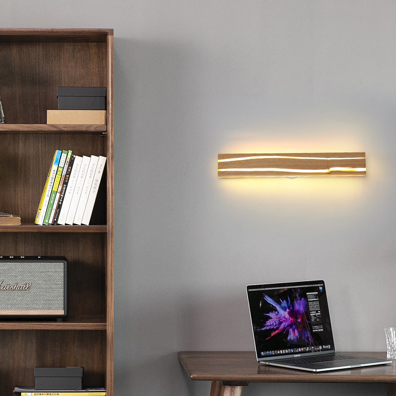 Solid Wood Crack Creative Wall Lamp Background Wall LED Strip Wall Lamp PearlNestDecor.com