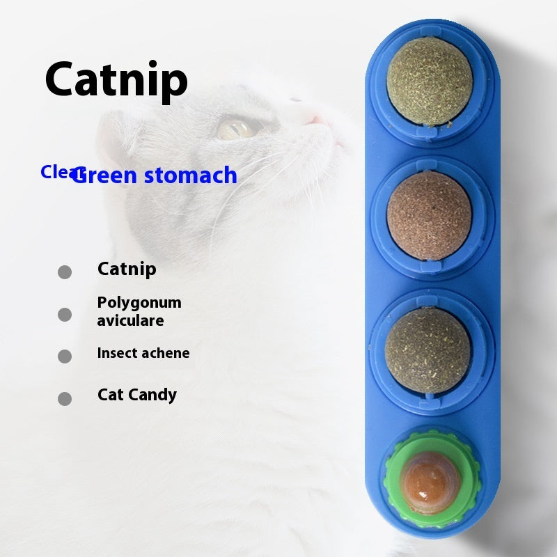 4 In 1 Rotating Catnip Silver Vine Ball Teeth Cleaning Acne Prevention Digestive Health Wall Stick On Toy Edible Safe Material Pets Fashion