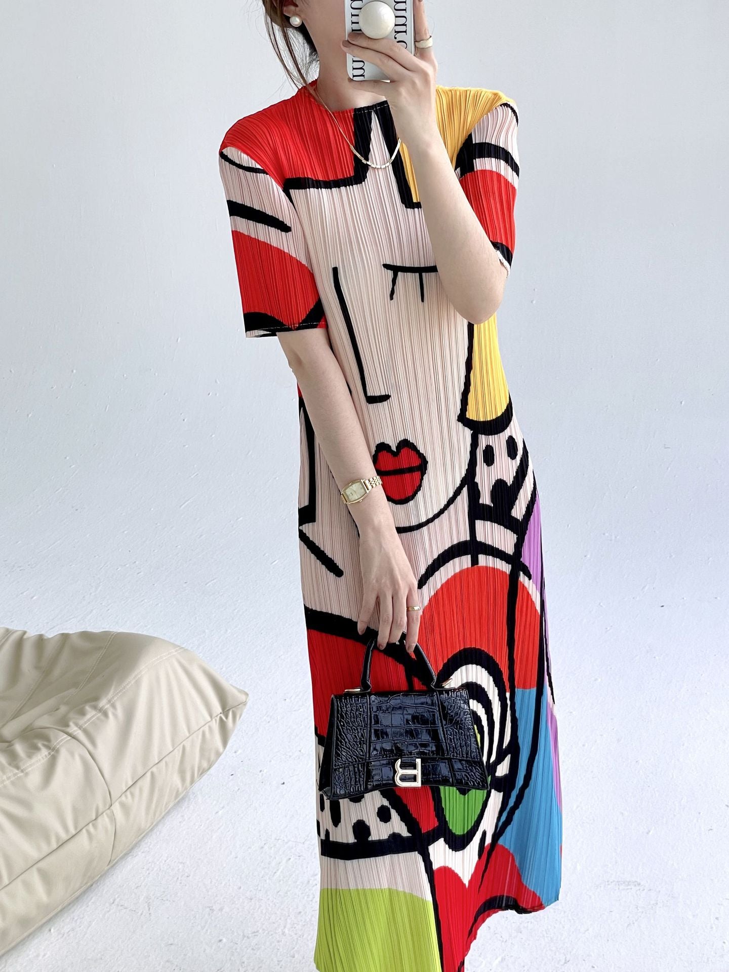 Funny Red Lips Graffiti Print T-Shirt Dress Pi-Mart