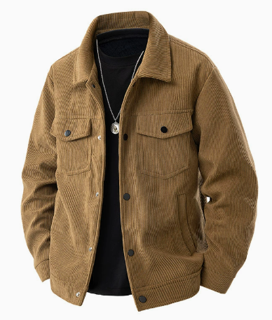 Men's Corduroy Cargo Lapel Jacket for Spring & Autumn Pi-Mart