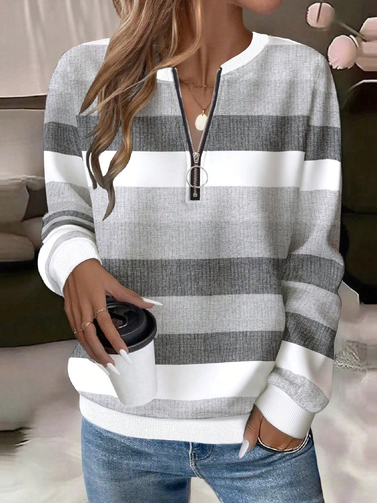 2026 Foreign Trade Women's HalfZip LongSleeve Sweatshirt Fashion Hoodie For Women NorixaFashion.com
