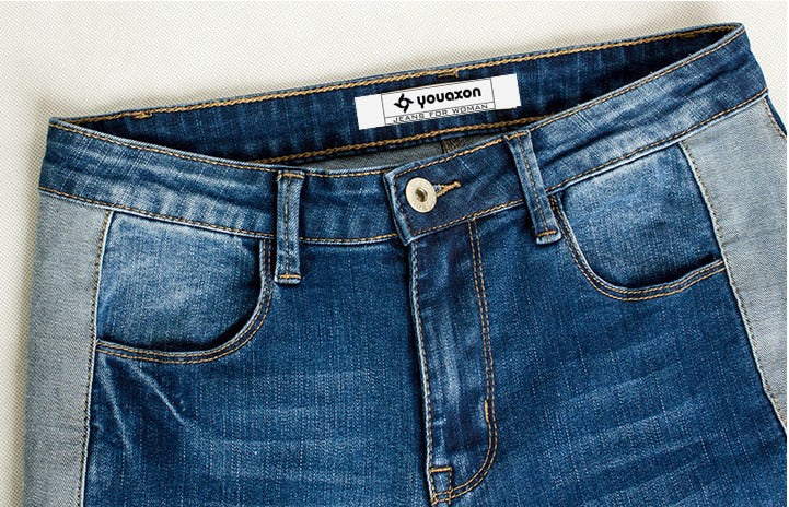 Summer Women's Slim Fit Color Block Denim Pants Pi-Mart